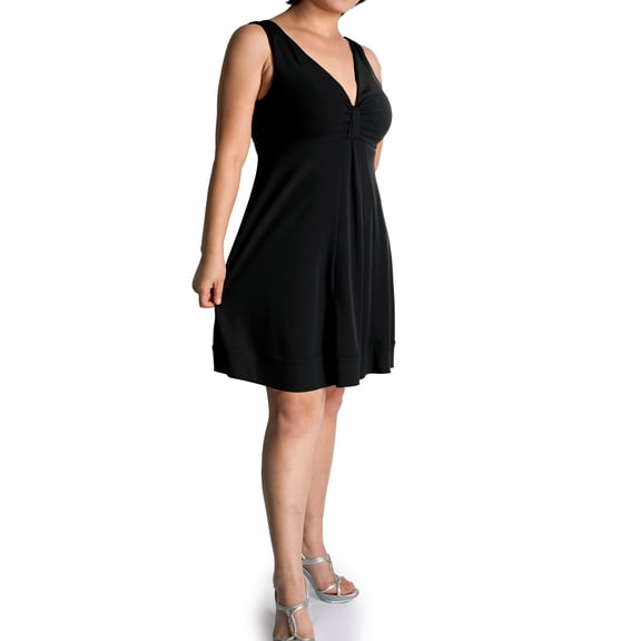 Evanese Women's Plus Size Short Deep V Neck Casual Day Cocktail Mini Dress