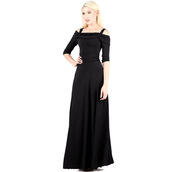 Evanese Women's Slip on Formal Long Eveing Party Dress Gown with 3/4 Sleeves
