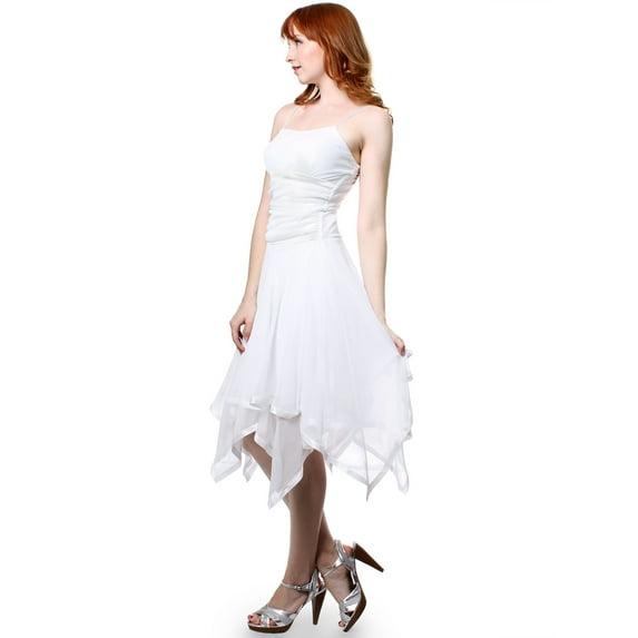 Evanese Womens Romantic Polyester Sheer A Line Cocktail Dress with Satin Trim