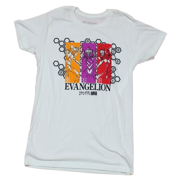 Evangelion Mens T-Shirt - Pink Cityscape Logo Image (X-Large)