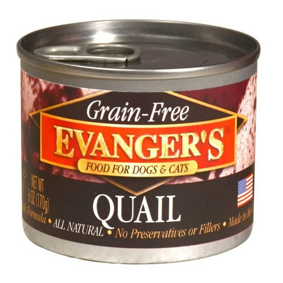 Evanger's Grain-Free Quail Canned Dog & Cat Food 6 oz 24 Pack - PDS-077627301094