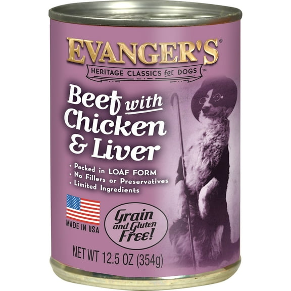 Evanger's Heritage Classic Beef Chicken & Liver Dog Food Grain-Free 12.5oz