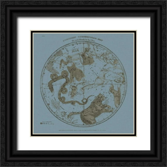 Evans, W.G. 26x26 Black Ornate Wood Framed with Double Matting Museum Art Print Titled - Northern Circumpolar Map