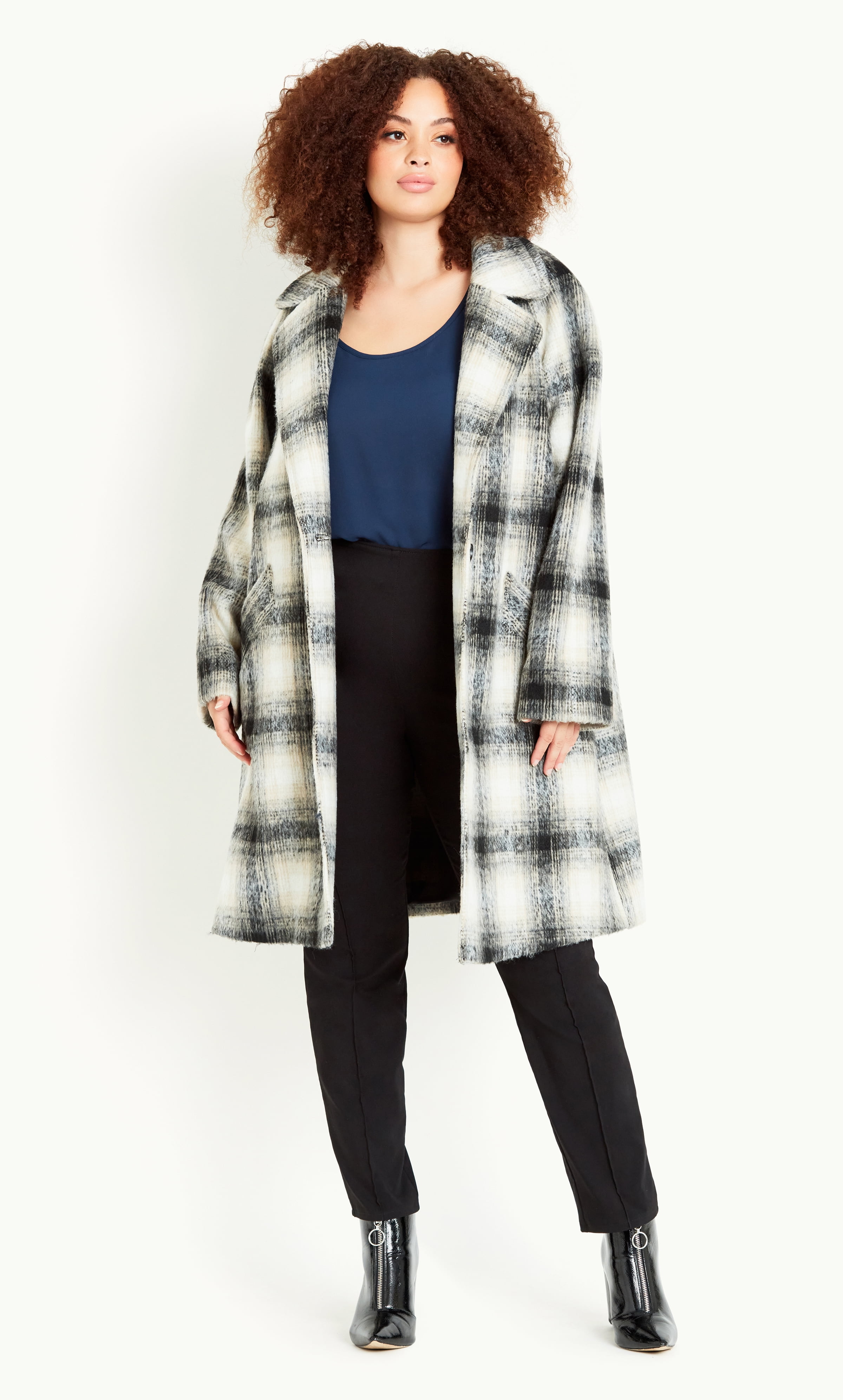 Plus size check clearance coat