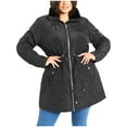 thumbnail image 1 of Evans Womens Plus Faux Fur Trim Quilted Puffer Jacket, 1 of 5