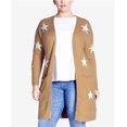 thumbnail image 1 of EVANS Womens Starry Cardigan Sweater, Brown, Plus Size, 20W, 1 of 5