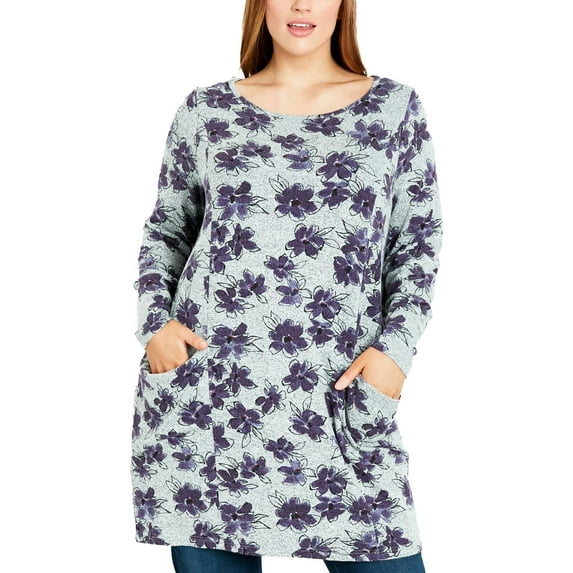 Evans Womens Printed Pockets Tunic Top