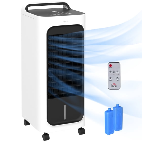 Evapolar Portable Air Cooler - 3-in-1 Fan, Humidifier & Ice Cooler w/Remote, 7H Timer, 90 Oscillation - White, 11.2"x10"x26.2"