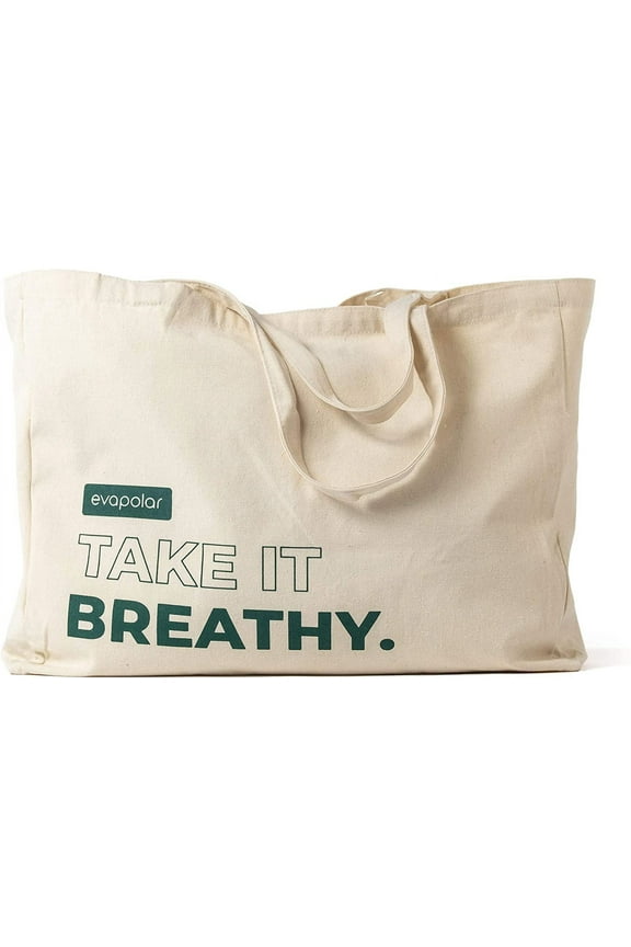 evaBAG Cotton Tote Bag, Reusable Grocery Shopping Bag, Handy Bag, Ivory