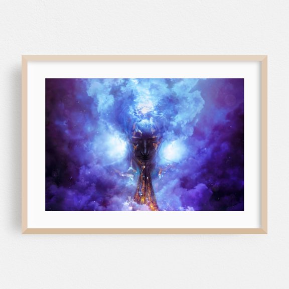 Evaporate - Digital Art Surrealism Cosmic Fantasy Mystical Space Spiritual Abstract Oak Framed Wall Art Print 12 x 18 inches