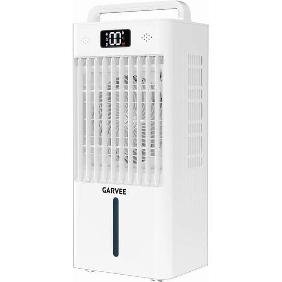 Evaporative Air Cooler, 10L (2.6Gal) Portable Cooler Fan with TOUCH SCREEN & Remote Control, 3 Speeds & 3 Modes, LED Display, Ice Packs & Casters Included, for Bedroom, Office, Home