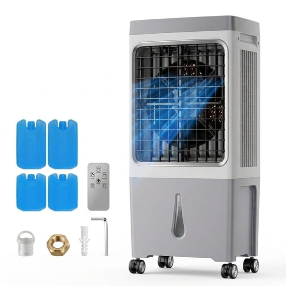 Evaporative Air Cooler, 1800 CFM Portable Swamp Cooler with 6.8 Gallon Water Tank, Remote Control, 12H Timer, 3 Speeds & 4 Ice Boxes for Indoor/Outdoor Use