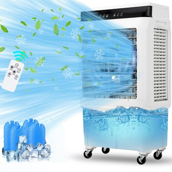 Evaporative Air Cooler, 1800CFM Swamp Cooler with 8.4 Gallon Water Tank and 4 Ice Packs, 3 Modes & Wind Speeds for Outdoor Indoor Use