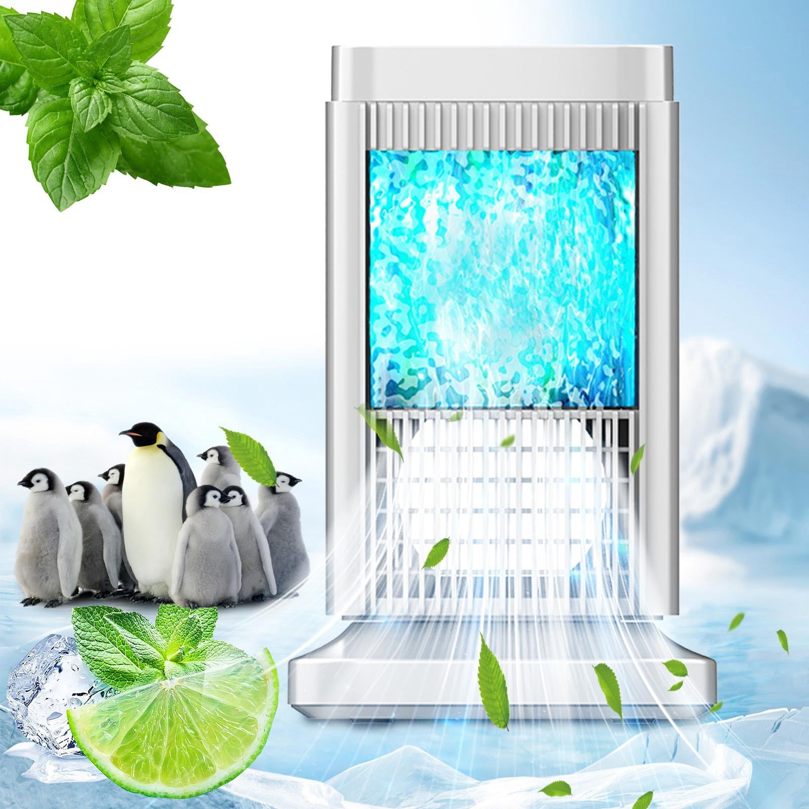 Evaporative Air Cooler, 3-IN-1 Swamp Cooler with Water Tank, Portable Cooling Fan, 3-Speed Visible Cold Quiet Desktop Cooler Fan for Indoor, Home, Office, Kitchen, Bedroom