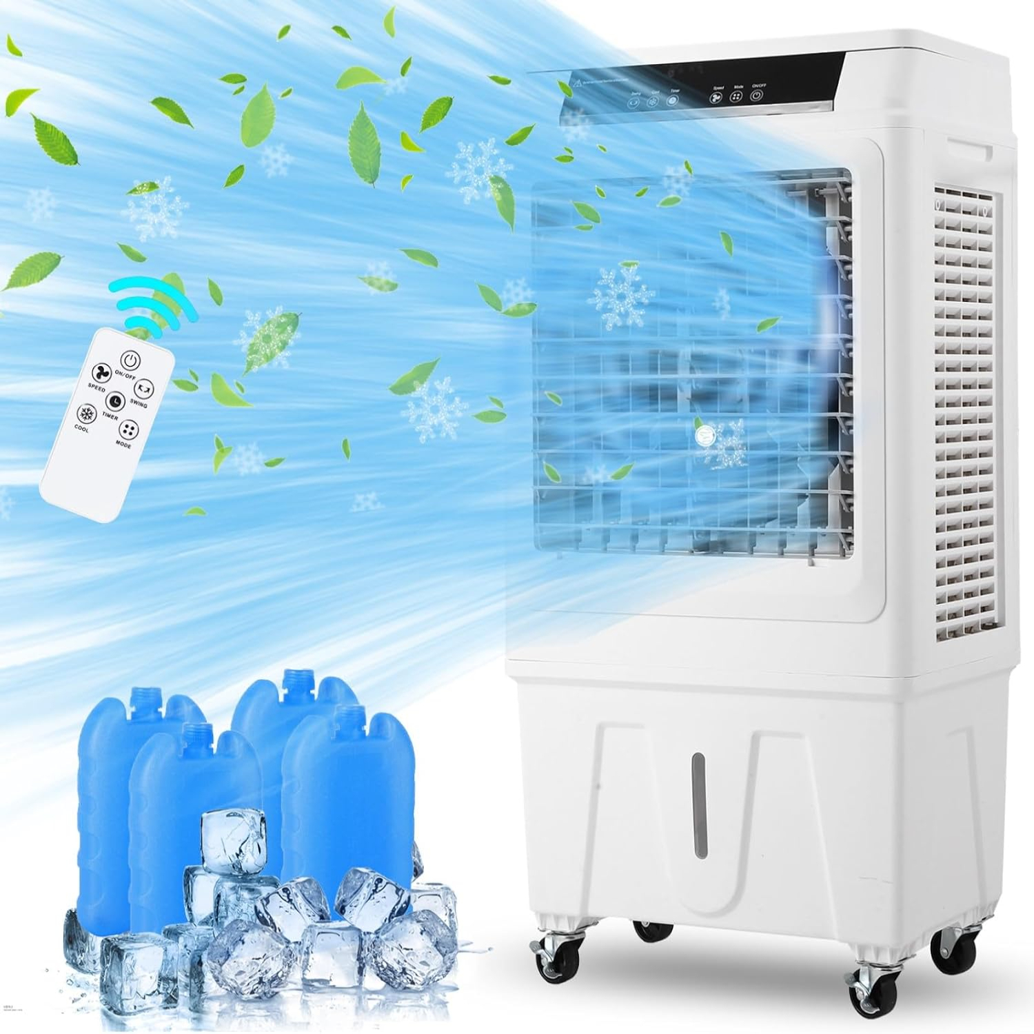 Evaporative Air Cooler 3000CFM Swamp Cooler with Remote Control and 12H