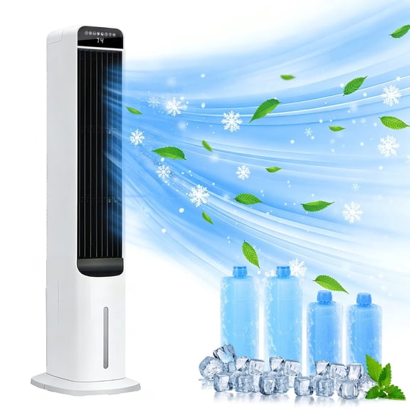 Evaporative Air Cooler 41", Oscillating Fan Portable Air Cooling Unit with Remote, 3 Modes, 12H Timer
