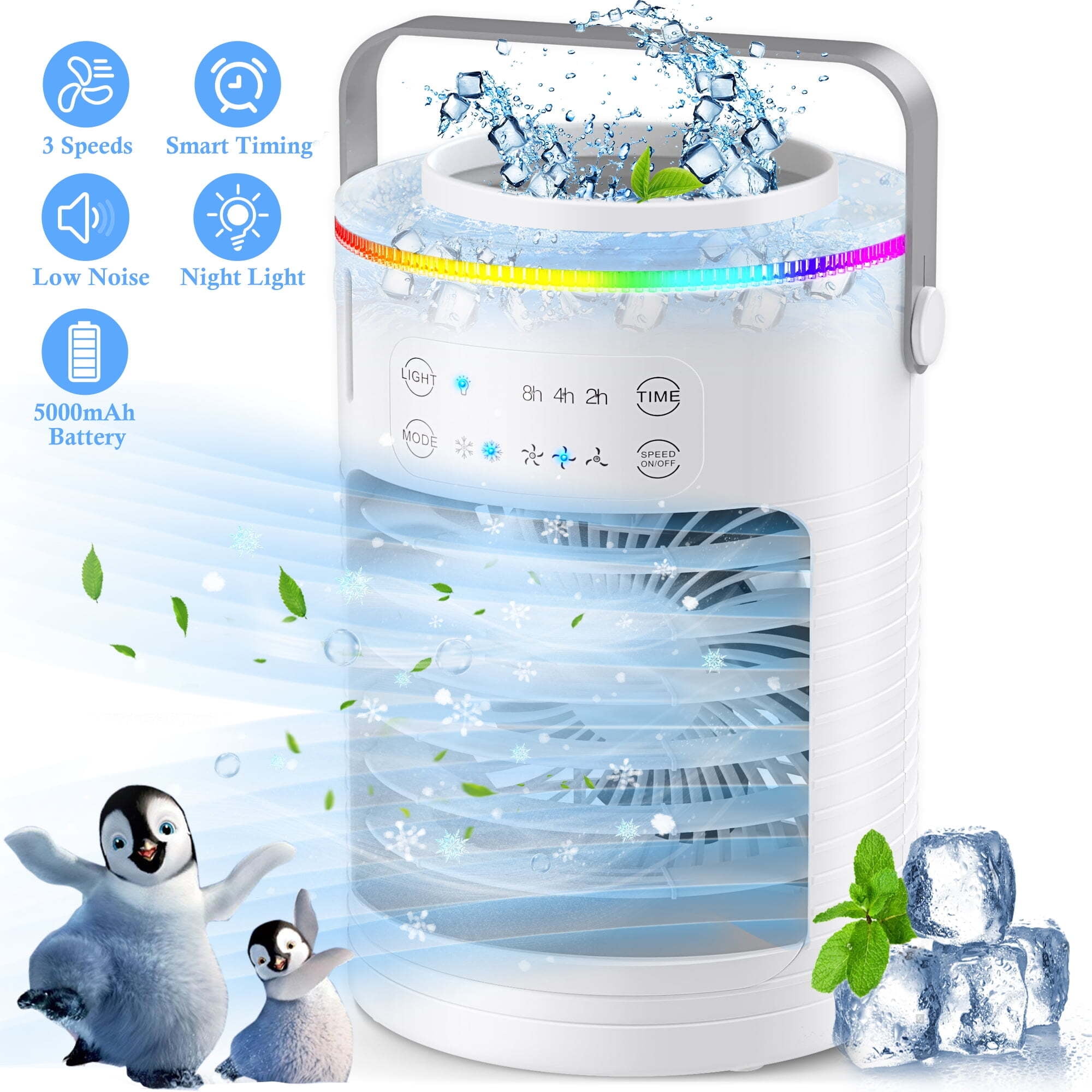 Evaporative Air Cooler,Cooling Fans that Blow Cold Air, 2024 Upgrade with 100° Oscillating,200ml