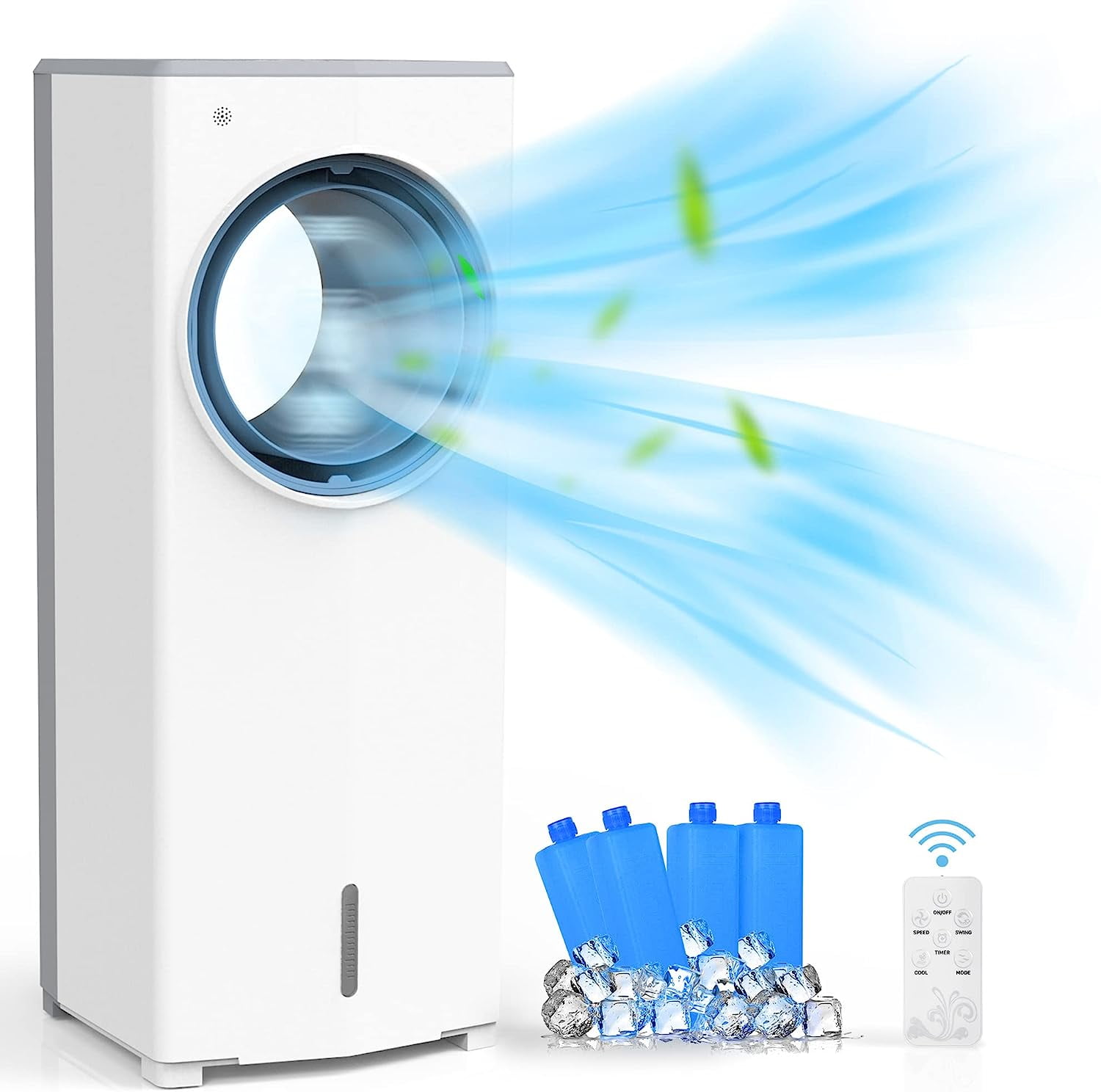 Evaporative Air Cooler, Portable Swamp Cooler, Bladeless Fan