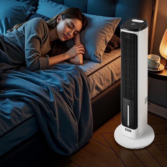 Evaporative Air Cooler, Standing Fans that Blow Cold Air, 23.3ft/s 70° Remote Oscillating Tower Fan w/ 9-Speed 4 Mode, 24H Timer, Swamp Cooler, Portable AC Fan for Bedroom, Office