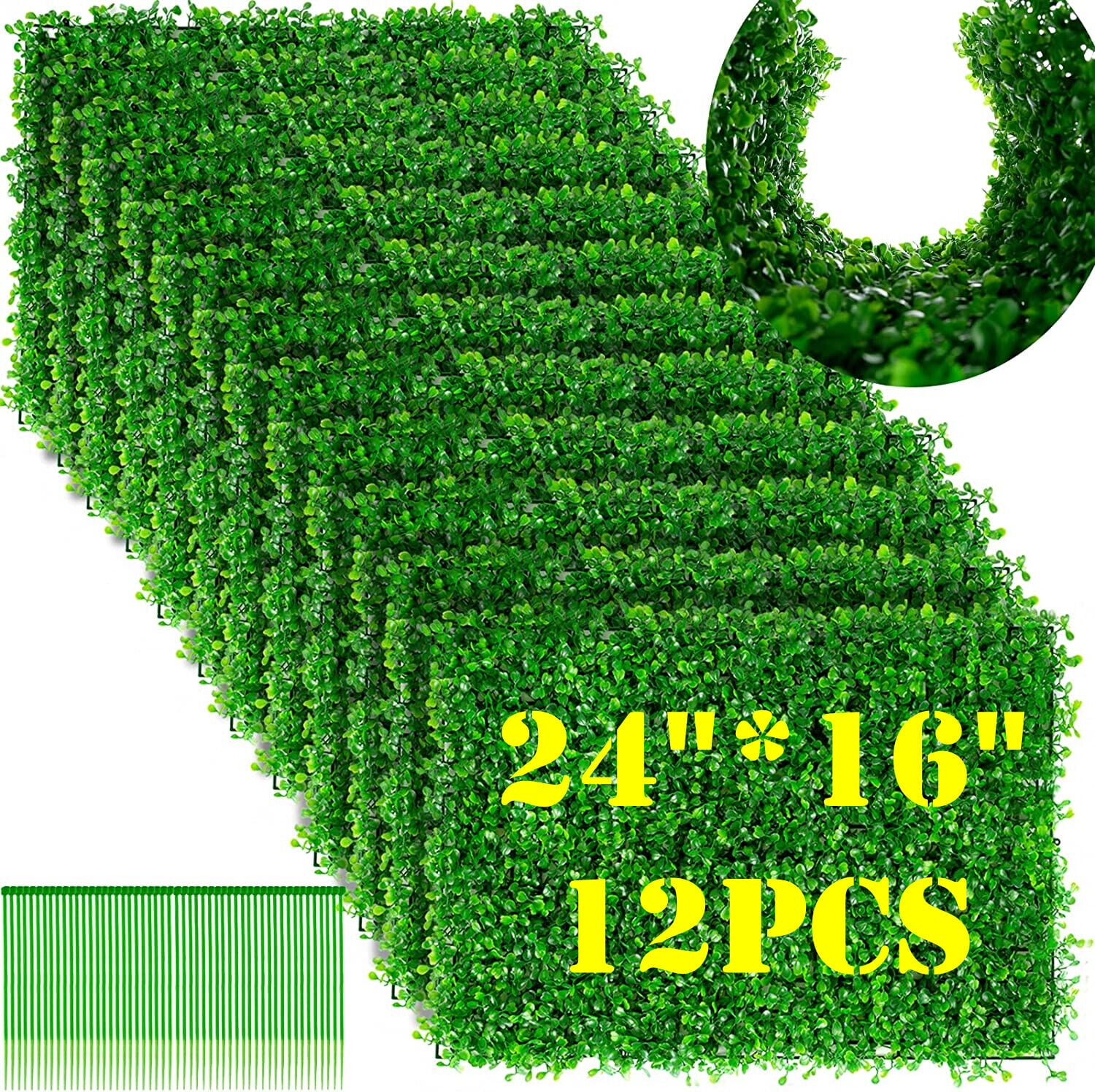 Evargc 12pcs 24 X 16 Artificial Boxwood Panels Topiary Hedge Plant Privacy Hedge Screen Sun 1564