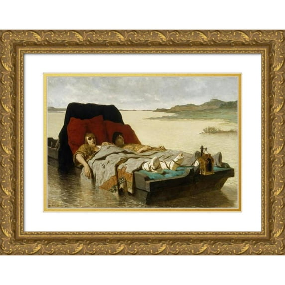 Evariste-Vital Luminais 24x18 Gold Ornate Framed and Double Matted Museum Art Print Titled - The Sons of Clovis II (1880)