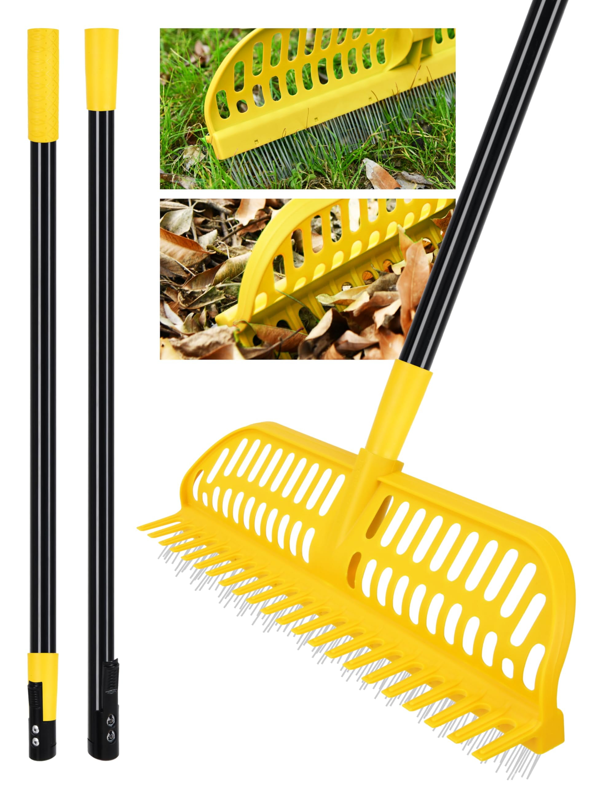 Evcitn Artificial Turf Rake, 43 to 63" Long Pole Turf rake 18" Wide