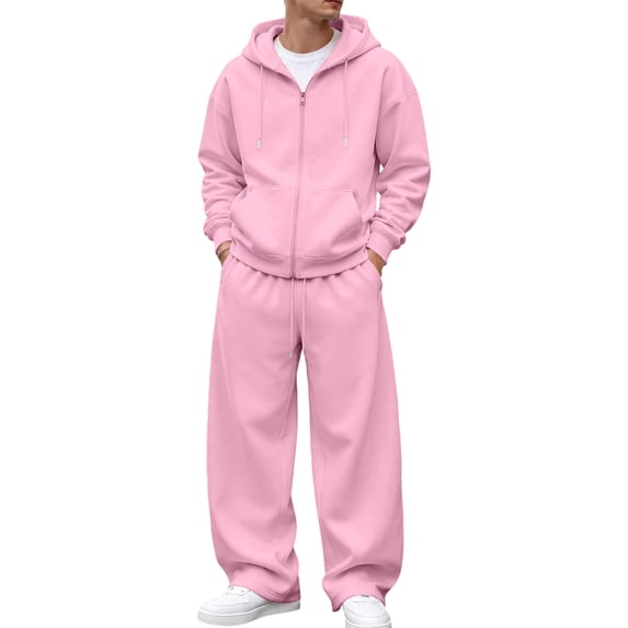 Evdexr 2 Piece Zip Up Sweatsuits for Men 2026 Long Sleeve Oversized Hooded Tops & Pants Sets Winter Trendy Athletic Outfits Loose Fit Baggy Tracksuits with Pockets 3XL