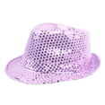 thumbnail image 1 of Evdexr 2026 Sequin Fedora Hat For Women Men Glitter Disco Retro Hats Shining Dance Western Hat Light Purple, 1 of 2