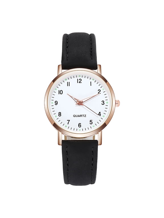2026 Women's Quartz Watch, Rose Gold Round Wristwatch, Vintage Small Face Timepiece, Luminous Easy-Read Dial, Leather Strap, Stylish Lady Clock, Birthday Gift