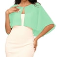 thumbnail image 1 of Evdexr 2026 Women's Shawls and Wraps for Evening Dresses Round Neck Cape Cover Up for women Pearl Button Chiffon Capelet Mint Green, 1 of 2