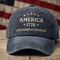 thumbnail image 1 of Evdexr 250 Anniversary USA Hat Adjustable 1776 - 2026 Patriotic Trucker Hat Denim Baseball Cap Men's Baseball Caps Navy, 1 of 5