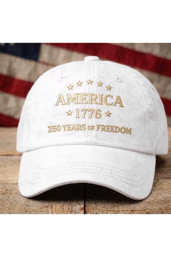 250 Anniversary USA Hat Adjustable 1776 - 2026 Patriotic Trucker Hat Denim Baseball Cap Men's Baseball Caps White