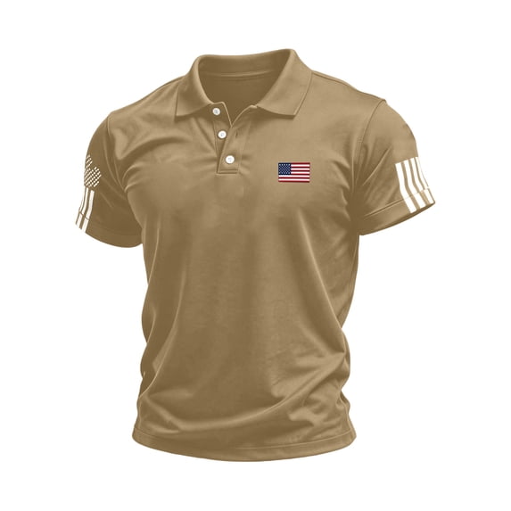 Evdexr 250 Anniversary Usa Polo Shirts for Men 1776 2026 Button Down T Shirts Patriotic Short Sleeve Usa Flag Shirts 4th Of July Big and Tall Golf Shirt Khaki 3XL