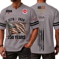 thumbnail image 1 of Evdexr 250 Year American Anniversary Shirts for Men Short Sleeve Crew Neck United States 250th Anniversary Graphic Tees American Flag Red White and Blue Vintage Fourth Of July T Shirt Gray S, 1 of 5