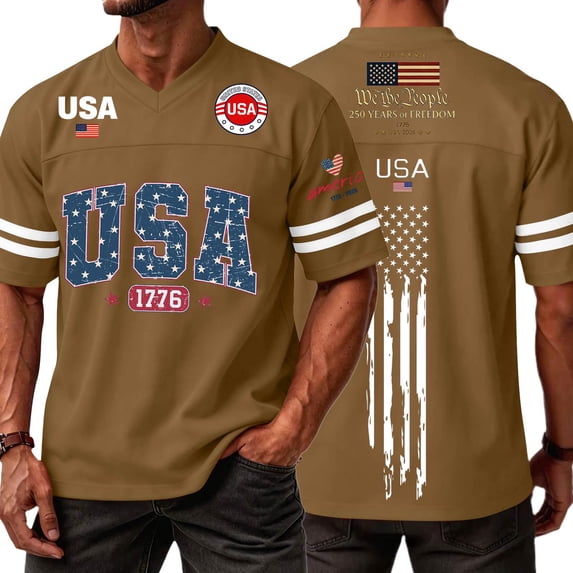 Evdexr 250 Year American Anniversary Shirts Mens Crew Neck Short Sleeve U.s. 250th Anniversary Graphic Tees Red White Blue Red White and Blue Vintage July 4th Shirt Brown XS