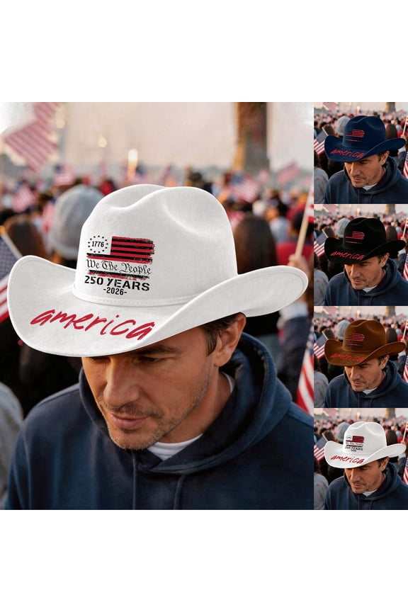 250Th Anniversary Usa Hat Novelty Retro Patriotic Cowboy Hats 1776 - 2026 Unisex 4Th of J uly Vintage Western Caps White