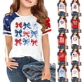 thumbnail image 1 of Evdexr 250th Anniversary Shirts for Kids Crew Neck Short Sleeve Independence Day Shirt Usa Star Stripes Red White and Blue Vintage Independence Tops Multicolor 150, 1 of 6