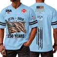 thumbnail image 1 of Evdexr 250th Anniversary Shirts for Men Short Sleeve Crew Neck United States 250th Anniversary Graphic Tees Red White Blue Usa Star Stripes Summer 4th Of July T Shirt Light Blue M, 1 of 5