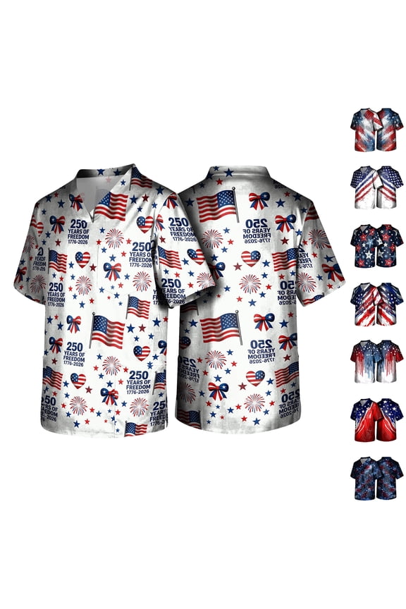 250th Anniversary Usa Scrubs for Men 1776 2026 Short Sleeve Usa Flag Scrub Tops Red Blue and White V Neck Stretch Usa Flag 4th Of July Medical Uniforms L