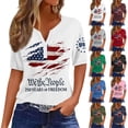 thumbnail image 1 of Evdexr 250th Anniversary Usa Shirts Woman V Neck Short Sleeve Independence Day Shirts American Flag Red Blue and White Independence Day Shirt Striped T Shirts Green L, 1 of 5