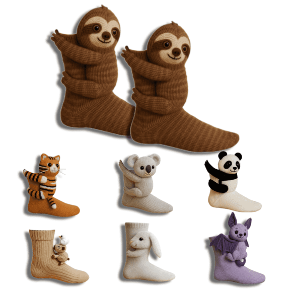 Evdexr 3D Knit Animal Socks 2026 Hand Crocheted Floor Slipper Socks Funny Cotton Double-Layer Cute Plush Animals Design Novelty Socks for Men & Women A