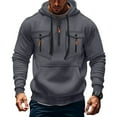 thumbnail image 1 of Evdexr Big and Tall Pullover for Men Quarter Zip Tactical Hoodies Fall Long Sleeve Drawstring Workout Hoody Winter Multiple Pockets Weighted Military Sweatshirt Dark Gray XL, 1 of 7