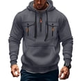 thumbnail image 1 of Evdexr Big and Tall Pullover Mens Quarter Zip Tactical Hoodies Winter Drawstring Long Sleeve Workout Sweatshirt Fall Kangaroo Pockets Military Zip Up Hoody Dark Gray 3XL, 1 of 7