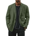 thumbnail image 1 of Evdexr Button Down Blazer Mens Big and Tall Linen Jackets Long Sleeve Striped Beach Dress Shirts Fall Cotton Loose Fit Stretch Suits Dark Green 2XL, 1 of 6