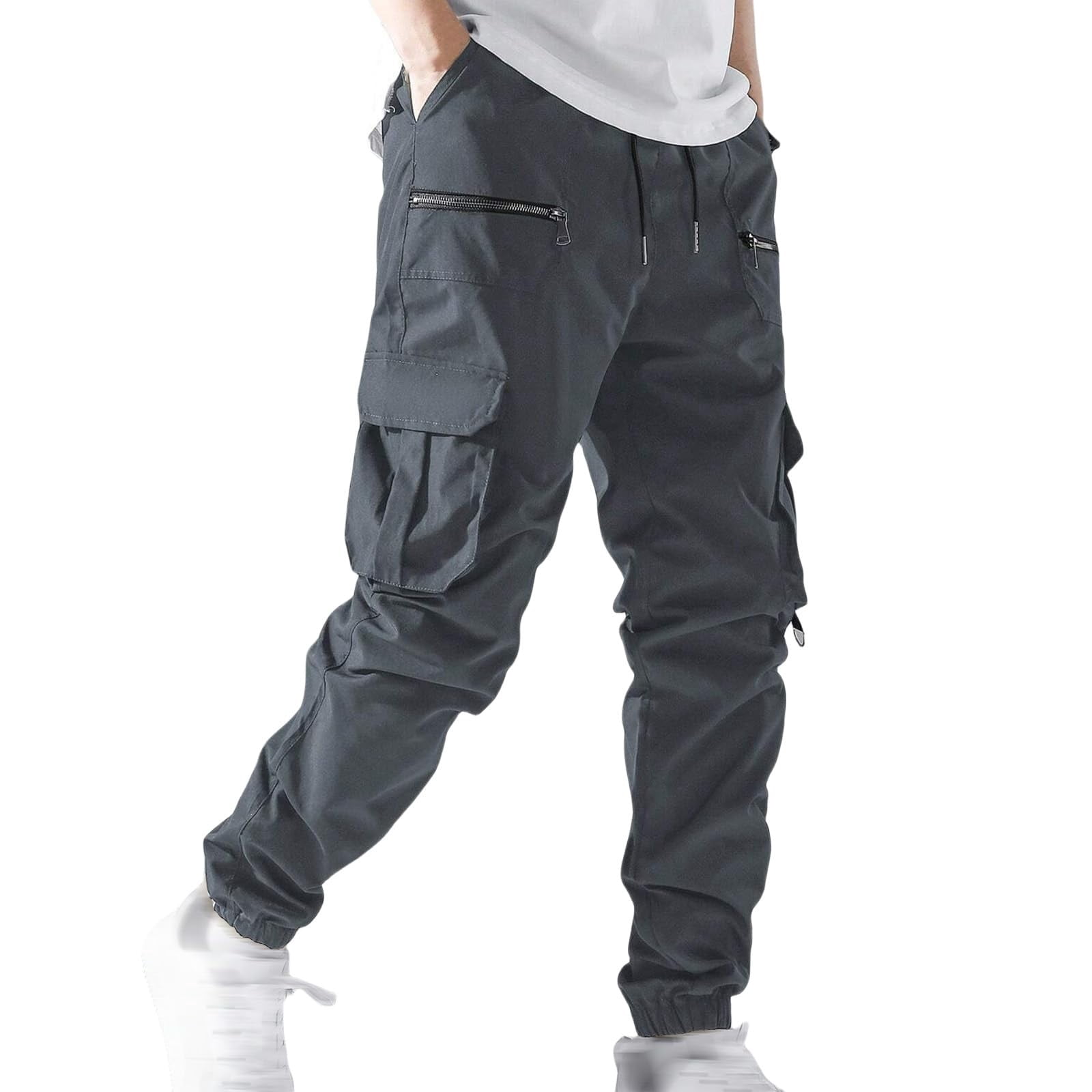 Evdexr Cargo Pants for Men Tactical Baggy Sweatpants Zipper Pockets ...