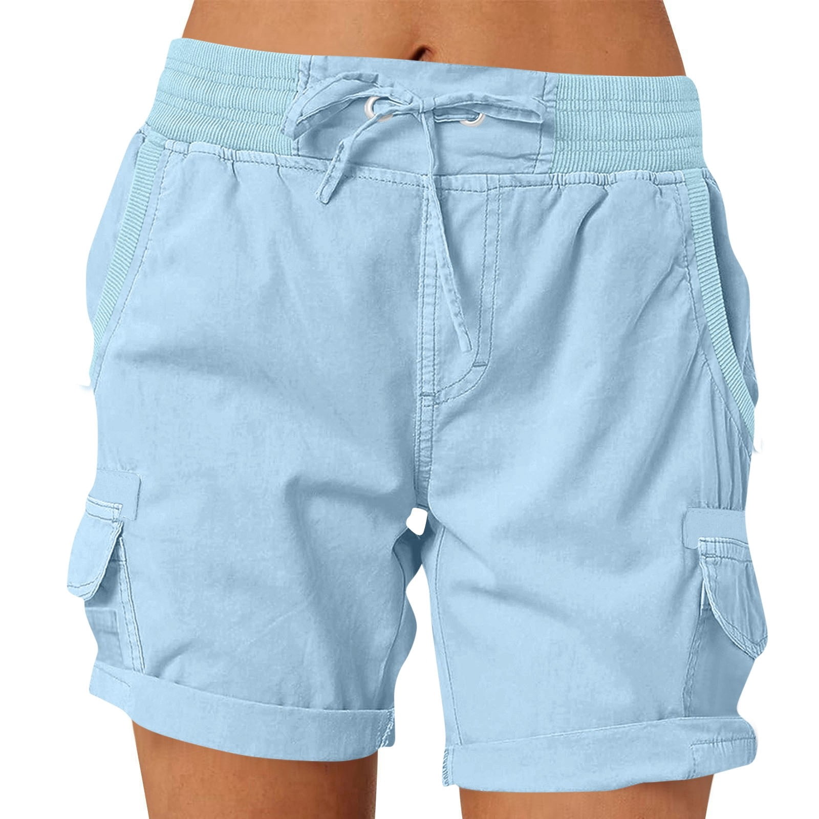 Evdexr Cargo Shorts Womens Hiking Bermuda Beach Shorts Solid Colour — free download