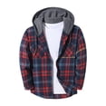 thumbnail image 1 of Evdexr Flannel Shirt for Men Long Sleeve Plaid Button Down Jackets 2026 Drawstring Back To School Holiday Hoodie Checkered Lightweight Christmas Tops with Pockets 2XL, 1 of 2