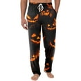thumbnail image 1 of Evdexr Halloween Pajamas Mens Lightweight Oversized Sleepwear Long Halloween Graphic Pumpkin Printed pajamas Drawstring Ghost Pj Pants Gold 3XL, 1 of 8