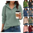 thumbnail image 1 of Evdexr Hoodies for Women Casual Button Collar Long Sleeve Hooded Sweatshirt Pullover 2026 Fall Winter Oversized Tops With Pocket Mint Green 2XL, 1 of 5