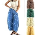 thumbnail image 1 of Evdexr Jeans Women Polka Dot Barrel Cropped Mid Waist Slacks Wide Leg Denim Baggy Loose Fit Pant Work Soft Bottoms with Pockets Blue XL, 1 of 7